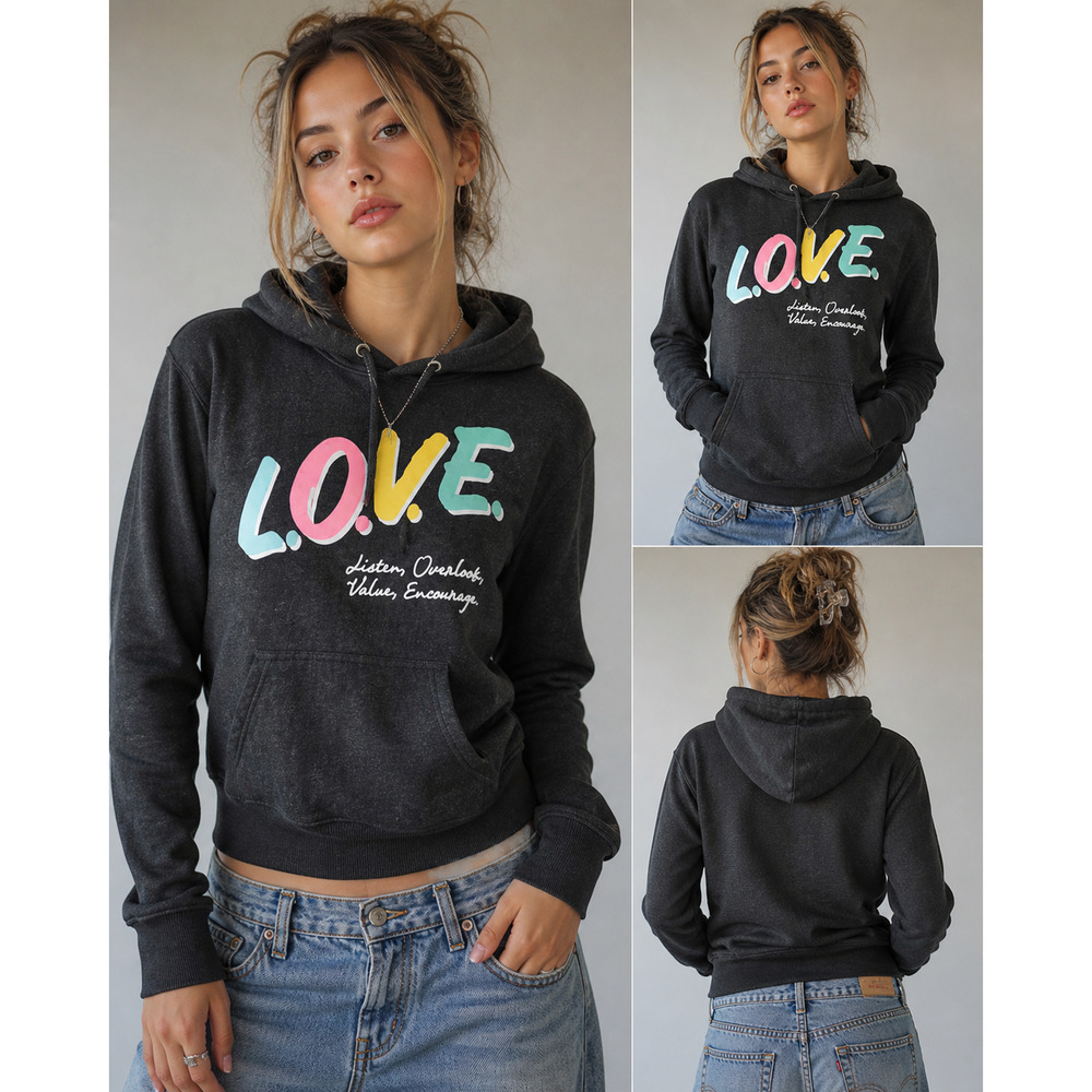 Aeropostale Y2K Hoodie XS Vtg  90s LOVE Graphic Pullover Sweatshirt Cozy Retro